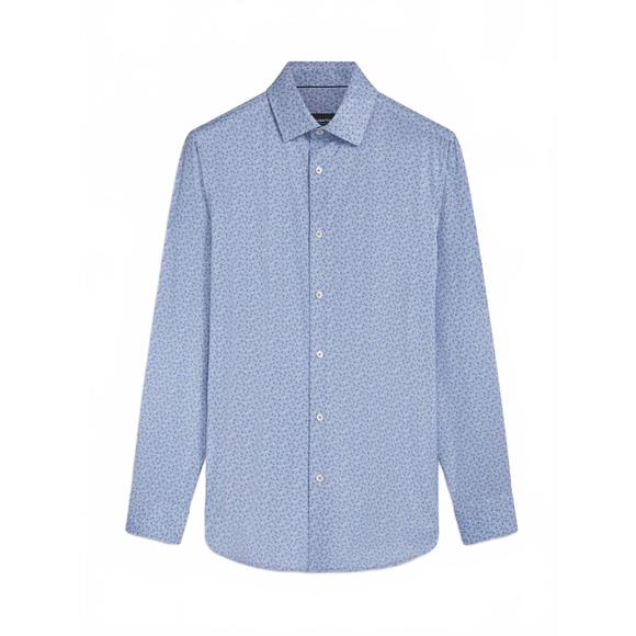 NEW BUGATCHI UOMO men's james long sleeve shirt in air blue dots